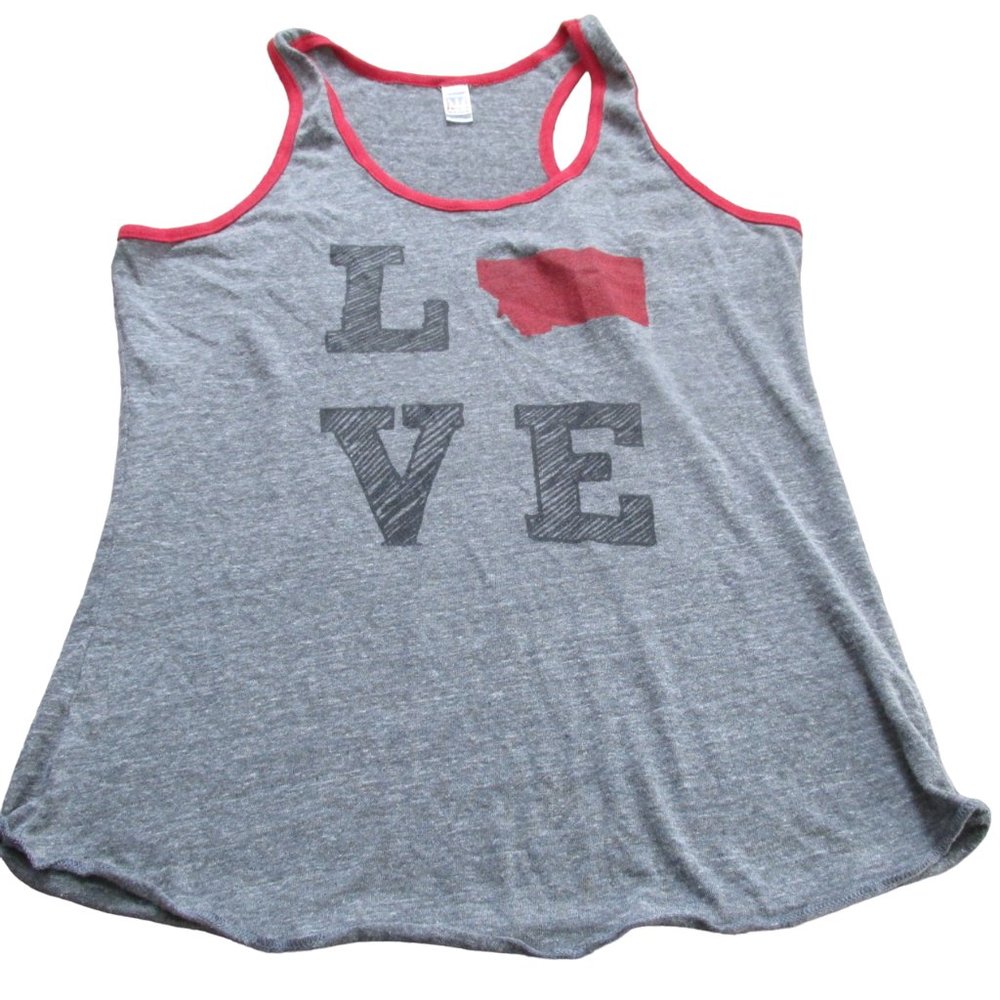 Royal Apparel‎ Pullover Racer Back Sleeveless Tank Top Womens Large Gray Montana